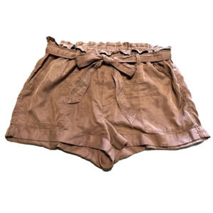 Aerie Plum Chambray Belted Shorts With Pockets Women’s Size Large